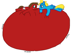 Size: 816x613 | Tagged: safe, oc, pony, belly, belly bed, impossibly large belly, inflation