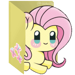 Size: 513x513 | Tagged: safe, artist:helithusvy, fluttershy, pegasus, pony, g4, animated, chibi, cute, female, folder, gif, mare, simple background, solo, transparent background