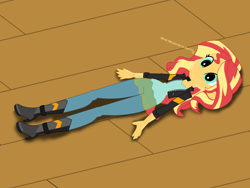 Size: 2048x1536 | Tagged: safe, artist:mecha113, sunset shimmer, equestria girls, g4, doll, dollified, female, forced smile, inanimate tf, smiling, solo, toy, transformation