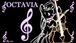 Size: 3265x1837 | Tagged: safe, artist:rose5tar, octavia melody, earth pony, pony, g4, bipedal, black background, cello, musical instrument, neon, simple background, wallpaper