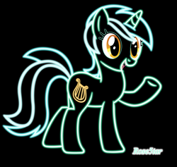 Size: 2513x2387 | Tagged: safe, artist:rose5tar, lyra heartstrings, pony, unicorn, g4, black background, high res, neon, simple background