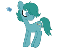Size: 2000x1500 | Tagged: safe, artist:alandisc, oc, oc only, oc:max crow, butterfly, earth pony, pony, colt, earth pony oc, foal, hair over one eye, looking at butt, male, no mouth, simple background, solo, surprised, surprised face, transparent background