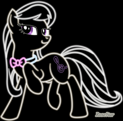 Size: 2479x2419 | Tagged: safe, artist:rose5tar, octavia melody, earth pony, pony, g4, black background, high res, neon, raised hoof, simple background, solo