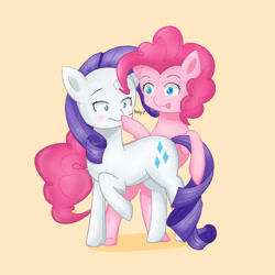 Size: 1600x1600 | Tagged: safe, artist:zoxriver503, pinkie pie, rarity, earth pony, pony, unicorn, g4, blushing, boop, duo, duo female, female, simple background