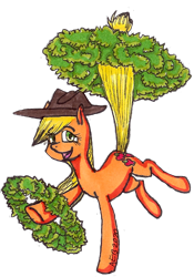 Size: 616x878 | Tagged: safe, artist:horrordragon339, applejack, earth pony, pony, g4, female, simple background, solo, traditional art, transparent background, wreath
