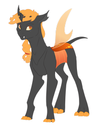 Size: 2234x2685 | Tagged: safe, artist:that-softscorpio, applejack, changeling, g4, appleling, changelingified, high res, insect wings, orange changeling, orange eyes, orange mane, simple background, solo, transparent background, wings