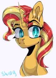 Size: 1068x1481 | Tagged: safe, artist:ruiswaag666, sunset shimmer, pony, unicorn, g4, bust, female, portrait, simple background, solo, white background