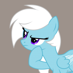 Size: 1014x1014 | Tagged: safe, artist:feather_bloom, oc, oc only, oc:feather bloom(fb), oc:feather_bloom, pegasus, pony, animated, cute, gray background, pegasus oc, simple background, solo, thinking
