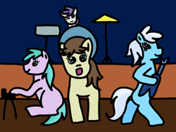 Size: 1024x768 | Tagged: safe, artist:danielthebrony57, aura (g4), bloo, heidi hay, tornado bolt, earth pony, pegasus, pony, unicorn, fanfic:the musical filly band, g4, aurabetes, band, bloodorable, cute, drums, electric guitar, female, filly, foal, group, group shot, guitar, heidibetes, hurricane storm, keyboard, linkelina, musical instrument, performance, playing, rock (music), singing, smiling, stage, that's what i love about ponies, tornadorable, twinkle doo, twinkle hooves, twisty doo, twisty hooves