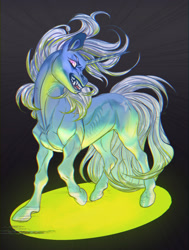 Size: 1280x1689 | Tagged: safe, artist:o0summerleaves0o, trixie, pony, unicorn, g4, eyes open, fangs, female, horn, mare