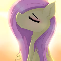 Size: 3000x3000 | Tagged: safe, artist:dashy21, fluttershy, pegasus, pony, g4, bust, eyes closed, female, high res, mare, solo