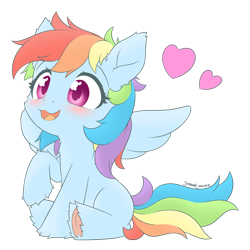Size: 1800x1800 | Tagged: safe, artist:symbianl, rainbow dash, pegasus, pony, :d, blushing, colored underhoof, cute, dashabetes, female, filly, filly rainbow dash, foal, frog (hoof), happy, heart, open mouth, open smile, simple background, smiling, solo, tiny, transparent background, underhoof, younger