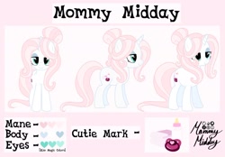 Size: 2048x1423 | Tagged: safe, artist:mommymidday, oc, oc only, oc:mommy midday, pony, unicorn, cutie mark, diaper, reference, reference sheet, show accurate, simple background, solo, turnaround