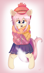 Size: 2400x4000 | Tagged: safe, artist:superiorinfamea, oc, oc only, earth pony, semi-anthro, arm hooves, clothes, earth pony oc, gradient background, hat, skirt, solo