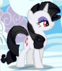 Size: 456x526 | Tagged: safe, rarity, pony, unicorn, fighting is magic, g4, black mane, cloudsdale, horn, smiling