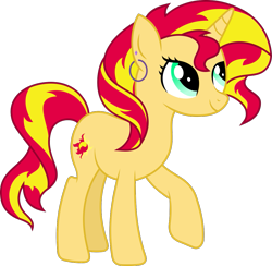 Size: 1127x1098 | Tagged: safe, artist:littlejurnalina, sunset shimmer, pony, unicorn, g4, ear piercing, earring, female, jewelry, mare, piercing, simple background, solo, transparent background, vector