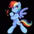 Size: 640x640 | Tagged: safe, artist:hikkage, rainbow dash, pegasus, pony, g4, black background, cute, dashabetes, female, mare, pixel art, simple background, smiling, smirk, solo