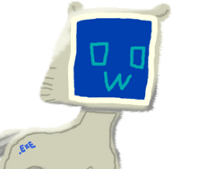 Size: 1280x960 | Tagged: safe, artist:polofastter, oc, oc only, oc:computer pony, pony, robot, robot pony, computer, owo, simple background, solo, transparent background