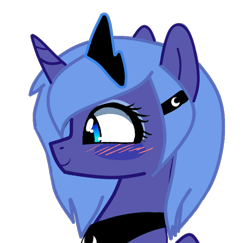 Size: 7450x7230 | Tagged: safe, edit, editor:dassboshit, princess luna, alicorn, pony, g4, blushing, cute, happy, paint.net, s1 luna, simple background, solo, transparent background, upscaled, young, younger