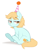 Size: 600x770 | Tagged: safe, artist:higglytownhero, peach fuzz, earth pony, pony, g4, female, hat, mare, party hat, simple background, sitting, solo, unamused, white background