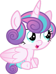 Size: 1873x2500 | Tagged: safe, artist:whalepornoz, princess flurry heart, alicorn, pony, g4, baby, baby flurry heart, baby pony, diaper, female, filly, foal, folded wings, full body, high res, horn, light pink diaper, open mouth, princess, royalty, show accurate, simple background, sitting, solo, transparent background, wings