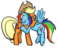 Size: 685x581 | Tagged: safe, artist:laya-21, applejack, rainbow dash, pony, g4, female, hug, lesbian, ship:appledash, shipping, simple background, white background