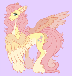Size: 1200x1255 | Tagged: safe, artist:eeelt, fluttershy, g4, colored wings, unshorn fetlocks, violet background, wings