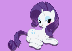 Size: 1400x1000 | Tagged: safe, artist:zigrock, rarity, pony, unicorn, g4, butt, eyeshadow, female, horn, lidded eyes, looking at you, lying down, makeup, mare, plot, purple background, simple background, solo