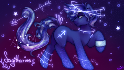 Size: 2560x1450 | Tagged: safe, artist:kot-of-eden, artist:saphirecat11, oc, oc only, earth pony, pony, constellation, earth pony oc, female, sagittarius, solo, zodiac