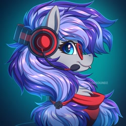 Size: 1500x1500 | Tagged: safe, artist:ask-colorsound, oc, oc only, oc:cinnabyte, pony, headphones, headset, solo, tongue out