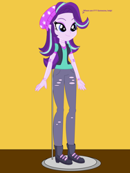 Size: 1536x2048 | Tagged: safe, artist:mecha113, starlight glimmer, equestria girls, g4, doll, dollified, female, forced smile, inanimate tf, smiling, solo, toy, transformation