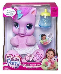Size: 413x494 | Tagged: safe, photographer:absol, pinkie pie (g3), earth pony, human, pony, g3, official, baby, baby bottle, baby pony, bottle, bow, box, cuddling, cute, diaper, electronic toy, female, filly, foal, g3 diapinkes, hair bow, heart, heart eyes, human female, my little pony logo, simple background, snuggling, so soft, so soft newborn pinkie pie, speech bubble, toy, white background, wingding eyes