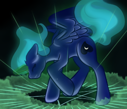 Size: 370x320 | Tagged: safe, artist:wifflethecatboi, oc, oc:moonie hearts (old), alicorn, pony, cutie mark, eyes closed, flowing mane, magic, magic aura, magic circle, partially open wings, solo, wings