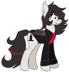 Size: 960x992 | Tagged: safe, artist:k0br4, bat pony, pony, clothes, gerard way, my chemical romance, ponified, simple background, solo, suit, white background, ñ
