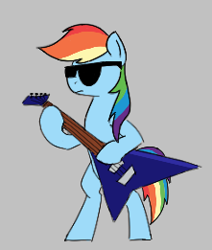 Size: 221x261 | Tagged: safe, rainbow dash, pegasus, pony, g4, aggie.io, bipedal, electric guitar, female, glasses, guitar, lowres, mare, musical instrument, simple background