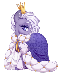 Size: 1024x1266 | Tagged: safe, artist:miioko, oc, earth pony, pony, cloak, clothes, crown, deviantart watermark, ear fluff, earth pony oc, female, jewelry, mare, obtrusive watermark, raised hoof, regalia, simple background, solo, transparent background, watermark