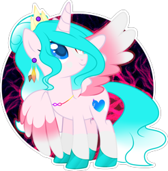 Size: 2396x2435 | Tagged: safe, artist:mint-light, artist:stormcloud-yt, oc, oc only, alicorn, pony, alicorn oc, base used, crown, female, high res, hoof polish, horn, jewelry, looking back, mare, necklace, regalia, simple background, solo, transparent background, wings