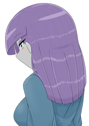 Size: 1040x1480 | Tagged: safe, artist:batipin, maud pie, human, equestria girls, g4, breasts, eyebrows, eyebrows visible through hair, female, lidded eyes, palindrome get, simple background, solo, transparent background