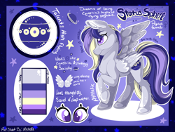 Size: 2224x1668 | Tagged: safe, artist:mychelle, oc, oc:status sphere, pegasus, pony, female, mare, reference sheet, solo