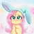 Size: 1024x1024 | Tagged: safe, artist:galaxy swirl, fluttershy, pegasus, pony, g4, abstract background, blushing, bunny ears, bust, colored eyebrows, cute, daaaaaaaaaaaw, eye clipping through hair, eyebrows, female, full face view, heart, heart eyes, hooves to the chest, looking at you, mare, one ear down, shyabetes, smiling, solo, stray strand, weapons-grade cute, wingding eyes