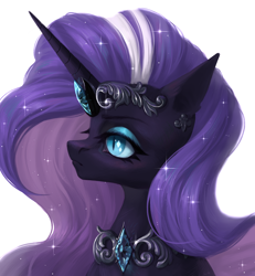 Size: 2400x2600 | Tagged: safe, artist:miurimau, nightmare rarity, pony, unicorn, g4, female, high res, jewelry, mare, simple background, slit pupils, solo, white background