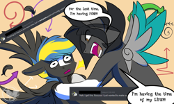 Size: 824x494 | Tagged: safe, artist:humble-ravenwolf, artist:ravenhoof, oc, oc:ravenhoof, oc:tornado turbulence, pegasus, pony, ponysona, shaking, worried