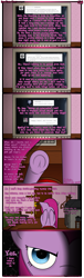 Size: 1245x4078 | Tagged: safe, artist:underwoodart, pinkie pie, earth pony, pony, ask pink-pony, g4, ask, bed, bedroom, blurry background, coal, comic, computer, door, dramatic, eye contact, female, fireplace, keyboard, looking at each other, looking at someone, looking at you, mare, monitor, offscreen character, pinkamena diane pie, pov, solo, tumblr, underhoof
