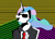 Size: 1400x1000 | Tagged: source needed, safe, artist:str8aura-draws-horses-and-stuff, princess celestia, oc, oc:celestai, fanfic:friendship is optimal, g4, clothes, glasses, max headroom, necktie, neon, red eyes, suit, sunglasses