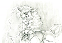 Size: 1400x974 | Tagged: safe, artist:baron engel, oc, oc:free n'clear, pony, unicorn, female, filly, foal, monochrome, pencil drawing, story included, traditional art