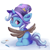 Size: 1000x1000 | Tagged: safe, artist:mochalula, trixie, pony, unicorn, g4, cardboard wings, clothes, cute, diatrixes, ear fluff, eyebrows, eyebrows visible through hair, eyelashes, fake wings, female, filly, filly trixie, fluffy, foal, glue, hat, horn, leg fluff, looking at you, looking back, looking back at you, signature, simple background, sitting, smiling, smiling at you, solo, tail, trixie's hat, white background, younger