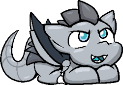 Size: 316x219 | Tagged: safe, artist:zutcha, oc, oc:llvm, dracony, dragon, hybrid, lying, ponyloaf, prone, simple background, transparent background