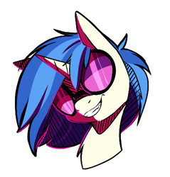 Size: 844x882 | Tagged: safe, artist:lockheart, dj pon-3, vinyl scratch, pony, unicorn, g4, bust, female, grin, looking at you, mare, simple background, smiling, smiling at you, solo, sunglasses, transparent background