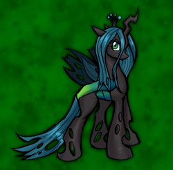 Size: 618x609 | Tagged: source needed, safe, artist:sephirothisshot23234, queen chrysalis, changeling, changeling queen, g4, angry, crown, female, jewelry, looking at you, regalia, solo