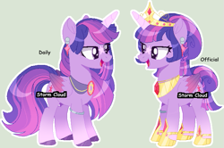 Size: 657x435 | Tagged: safe, artist:stormcloud-yt, twilight sparkle, alicorn, pony, g4, base used, colored hooves, duo, hoof shoes, jewelry, peytral, redesign, smiling, tiara, twilight sparkle (alicorn)